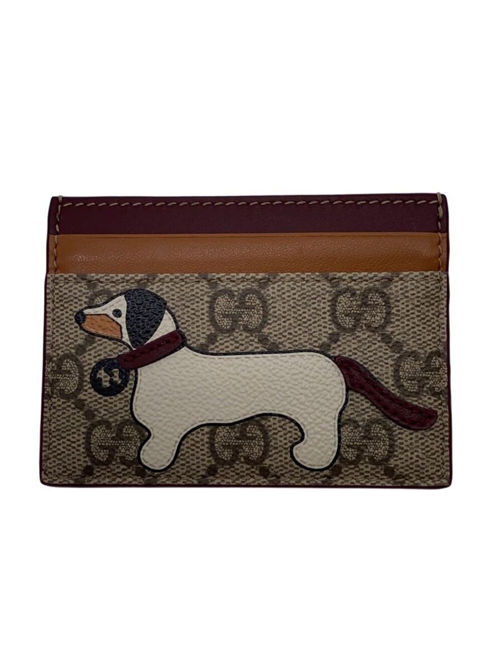 Gucci Dachshund Patchwork GG Supreme Card Case Wallet Leather
